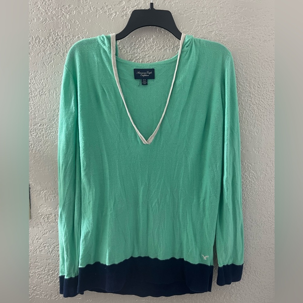 American Eagle Outfitters Y2K Women’s‎ Green/Navy Casual Sweater Hoodie XL